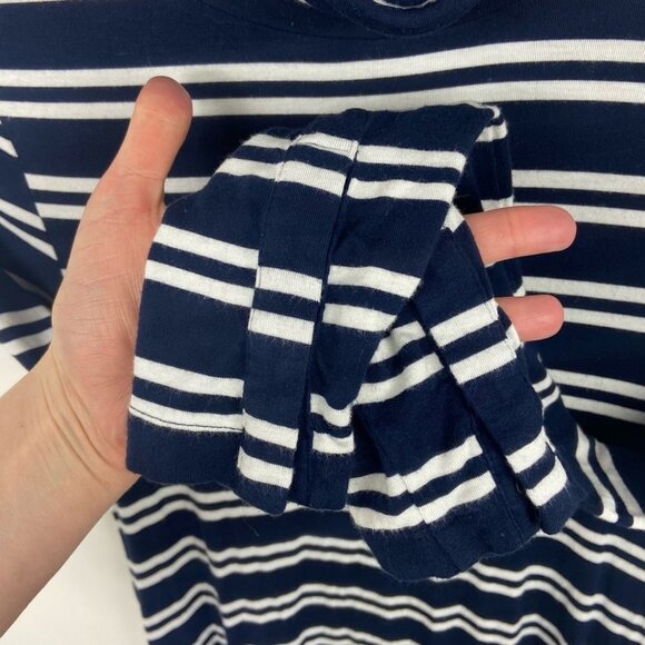 Anthropologie Maeve Navy Blue Striped Turtleneck Dress Stretch Size XS Boho Midi - Picture 6 of 9